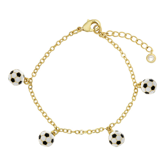 3D Soccer Ball Charm Bracelet (Black)