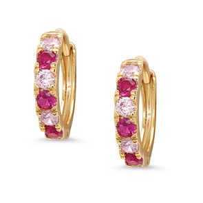 CZ Hoop Earrings - 2-Tone Pink (3mm)