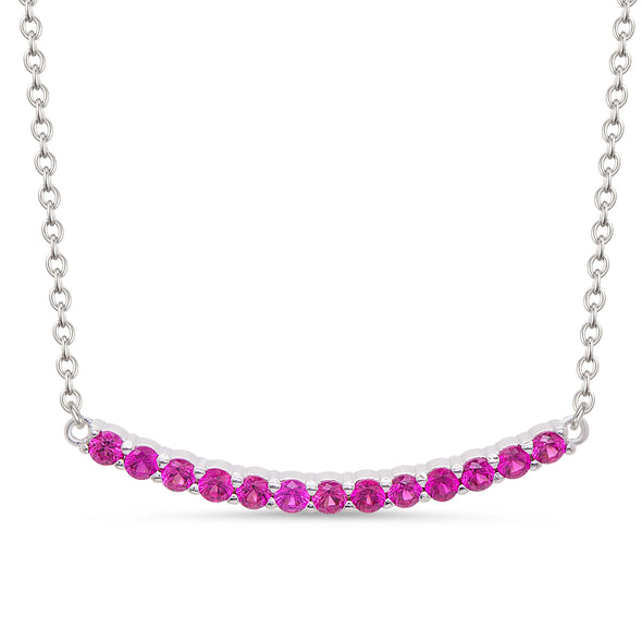 CZ Bar Necklace - Fuchsia