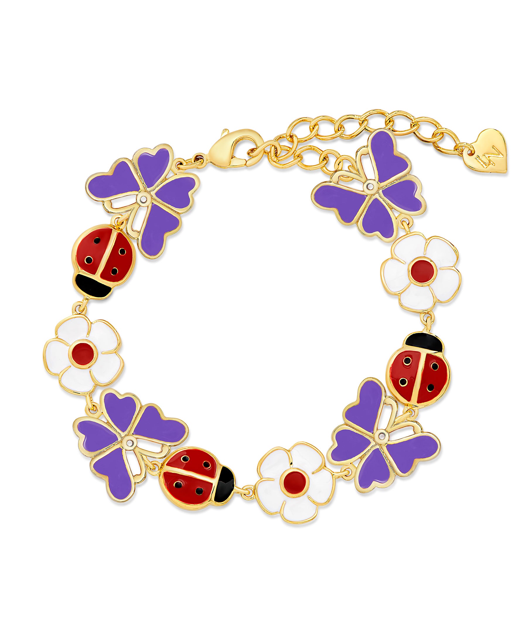 Red Enamel Ladybug Gold Link Bracelet